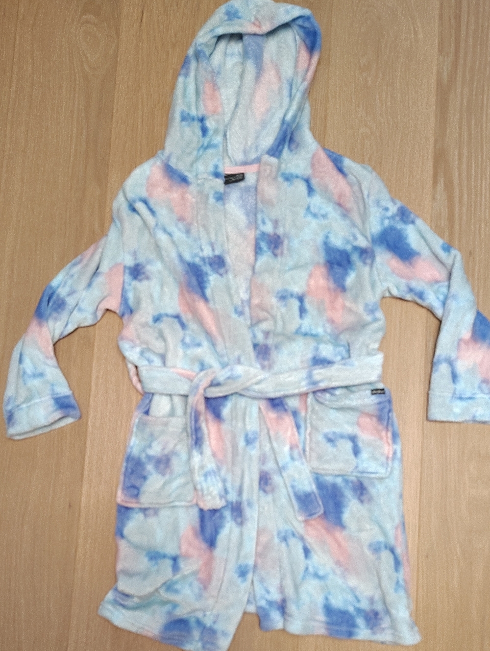 Eddie Bauer Pastel Blue Pink Purple Tie-Dye Hooded Kids Robe